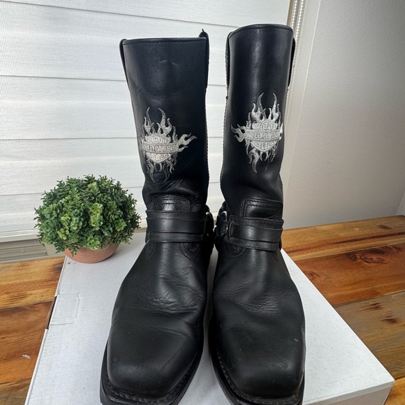Harley Davidson Black Leather Men\'s Boots 9.5 biker riding motorcycle main image 7